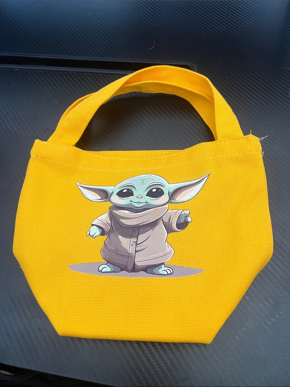 Yellow Mini Bag with Baby Yoda Graphic